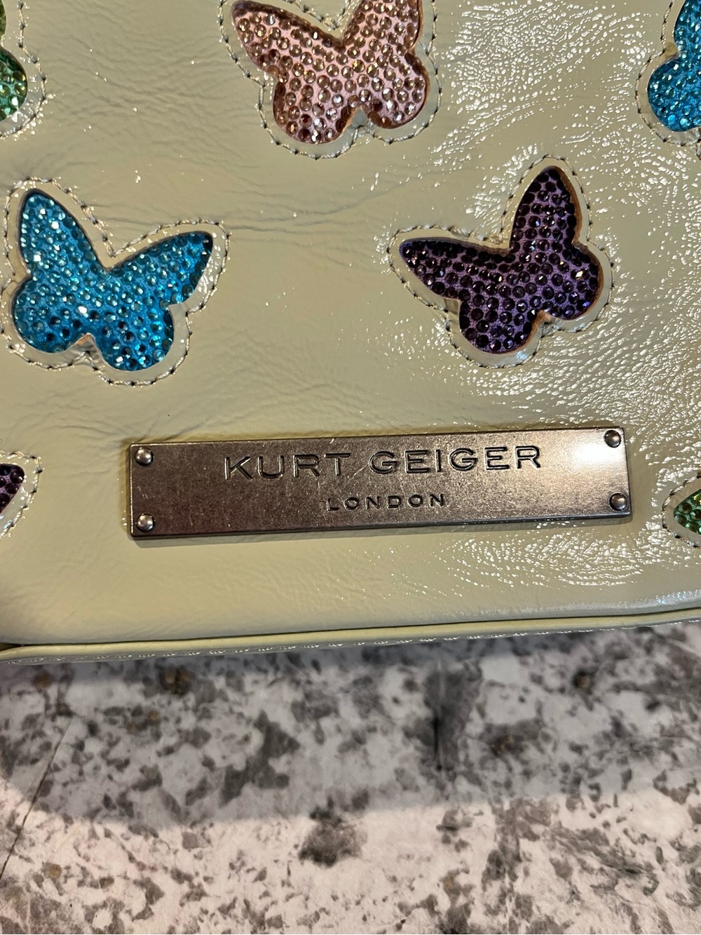 Kurt Geiger Crystal Butterfly Leather Crossbody Camera Bag - Picture 10 of 13
